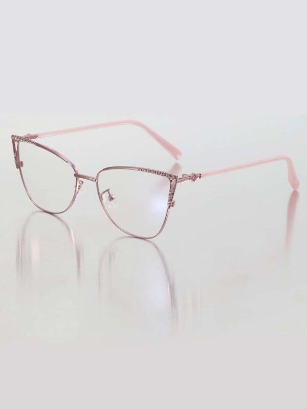 Lunettes de vue anti-lumière bleue avec décoration de strass style rétro œil de chat, parfaites pour la lecture, les jeux, la télévision et les téléphones. Accessoires de lunettes claires. Accessoires de lunettes anti-lumière bleue pour femmes – Image 7