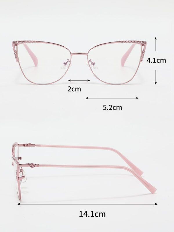 Lunettes de vue anti-lumière bleue avec décoration de strass style rétro œil de chat, parfaites pour la lecture, les jeux, la télévision et les téléphones. Accessoires de lunettes claires. Accessoires de lunettes anti-lumière bleue pour femmes – Image 8
