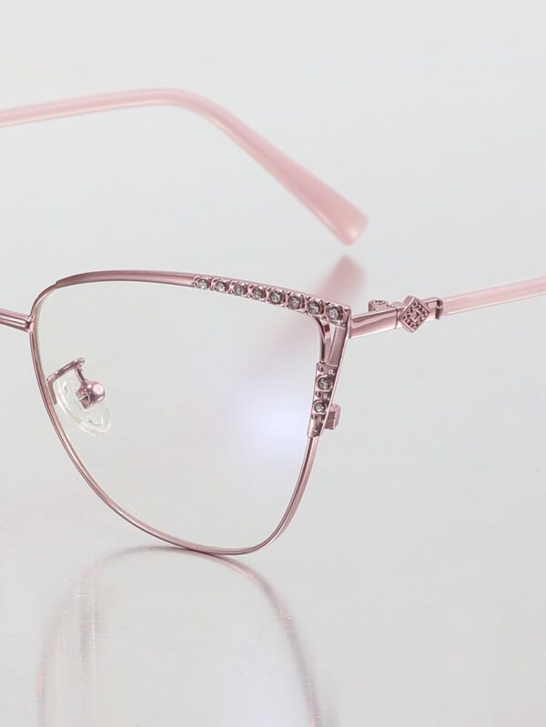 Lunettes de vue anti-lumière bleue avec décoration de strass style rétro œil de chat, parfaites pour la lecture, les jeux, la télévision et les téléphones. Accessoires de lunettes claires. Accessoires de lunettes anti-lumière bleue pour femmes – Image 10