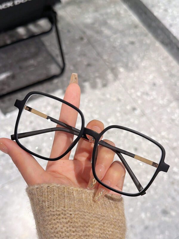1 pièce Lunettes carrées anti-lumière bleue à demi-métal pour femmes, accessoires de lunettes claires, accessoires de lunettes anti-lumière bleue pour femmes – Image 2