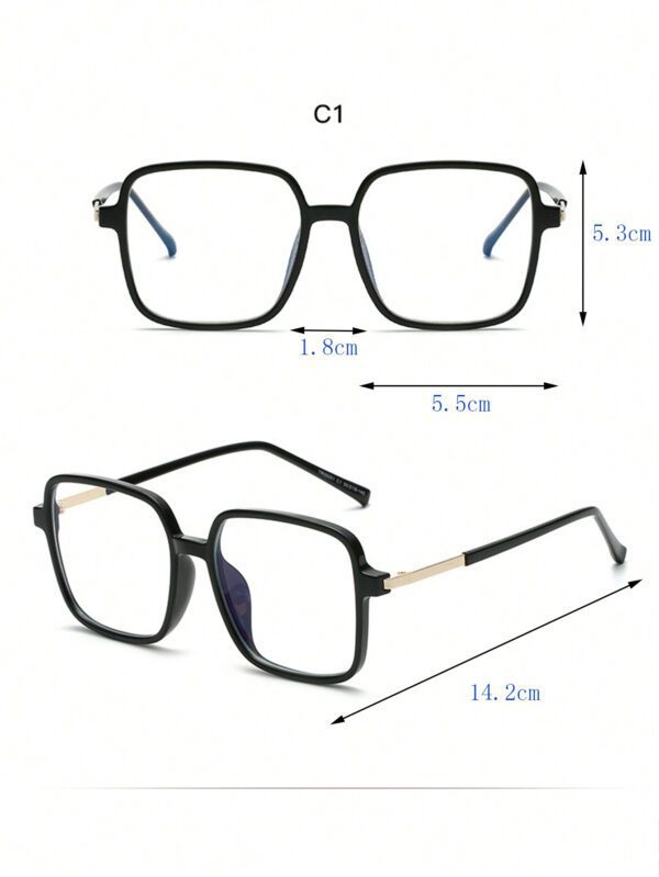1 pièce Lunettes carrées anti-lumière bleue à demi-métal pour femmes, accessoires de lunettes claires, accessoires de lunettes anti-lumière bleue pour femmes – Image 8