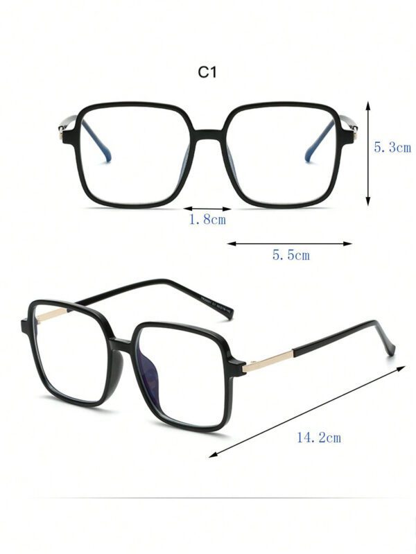 1 pièce Lunettes carrées anti-lumière bleue à demi-métal pour femmes, accessoires de lunettes claires, accessoires de lunettes anti-lumière bleue pour femmes – Image 13
