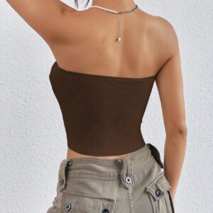 SHEIN EZwear Haut Tube En Tricot Côtelé Uni Pour Femmes