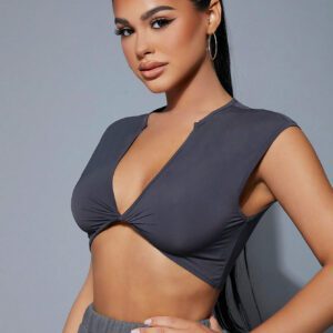SHEIN SXY Robe d'été longue pour concert avec t-shirt plongeant à l'avant et twist, robe de bal Coquette, robe sexy pour la Saint-Valentin
