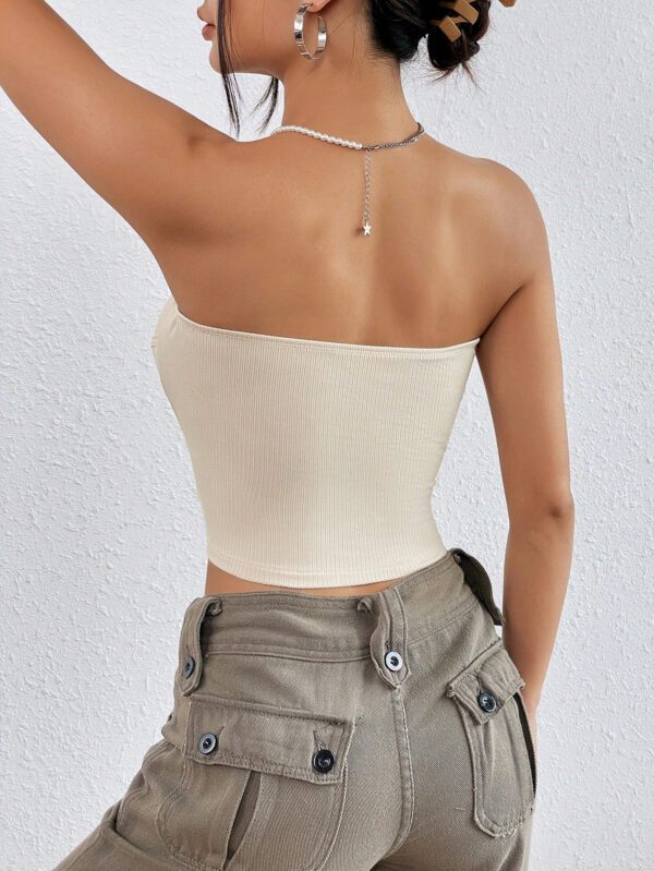 SHEIN x Marika Sila SHEIN EZwear Haut tube en tricot côtelé unicolore – Image 3