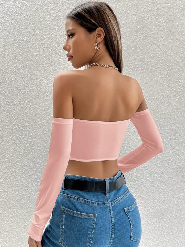 SHEIN PETITE Top court style épaules dénudées unicolore – Image 8