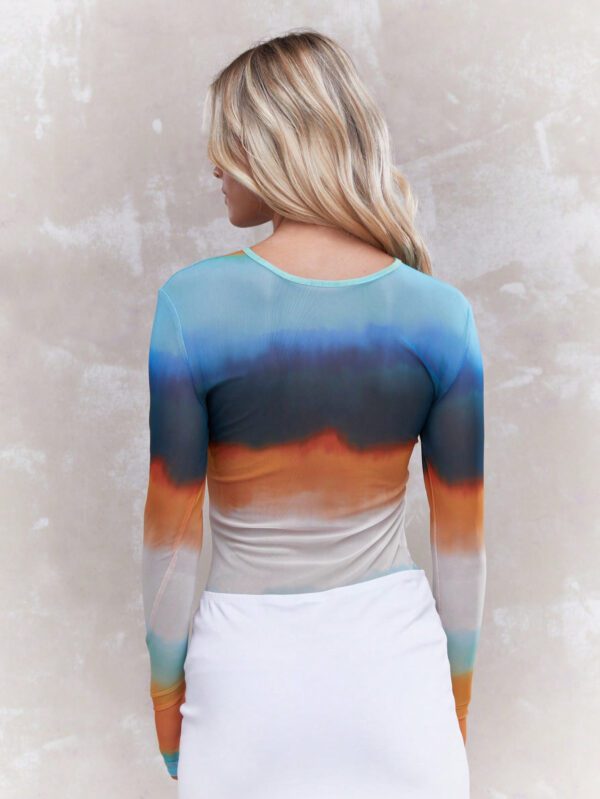 MISSGUIDED Haut à manches longues imprimé en maille transparente – Image 3