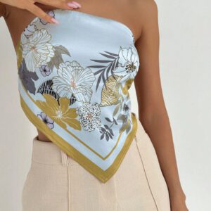 Aloruh Top écharpe bustier imprimé pour femmes pour les vacances, les rendez-vous et la saison des mariages