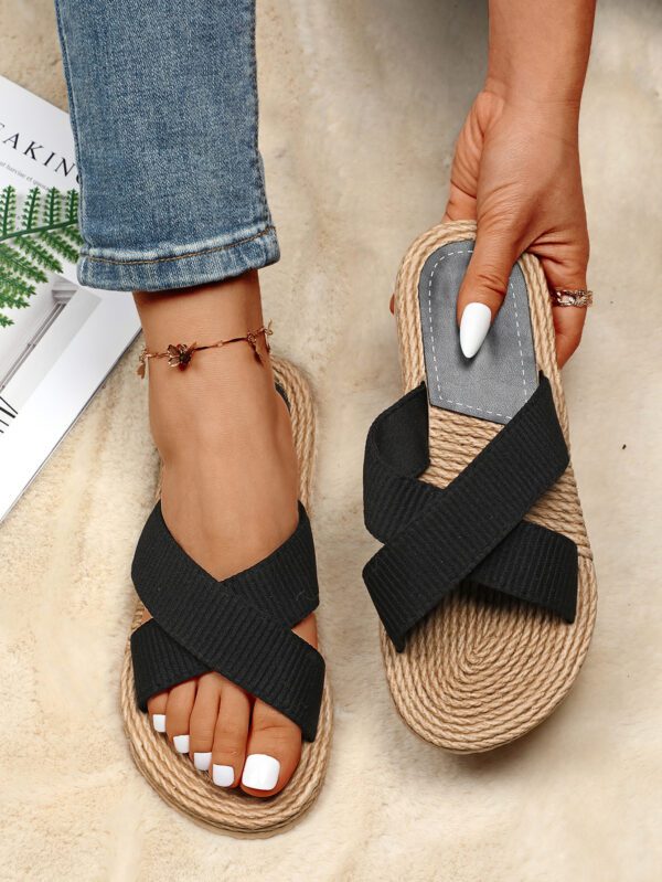 Femme Sandales minimaliste à bande unique en polyester vacances – Image 2