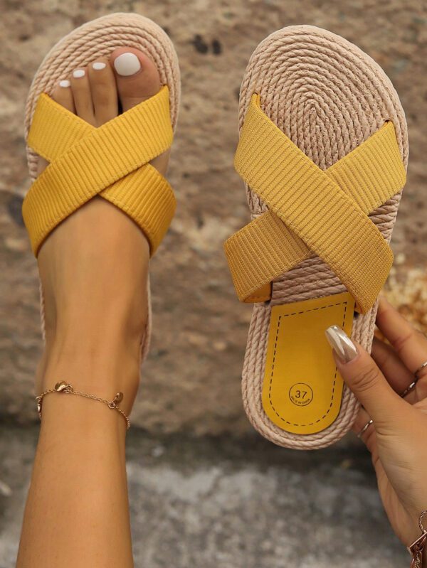 Femme Sandales minimaliste à bande unique en polyester vacances – Image 4