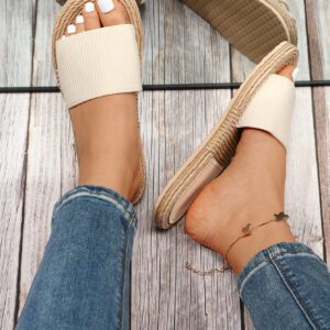 Femme Sandales minimaliste à bande unique en polyester vacances