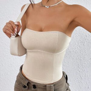 SHEIN x Marika Sila SHEIN EZwear Haut tube en tricot côtelé unicolore