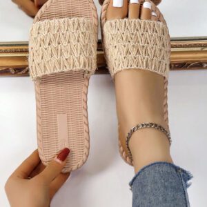 Sandales Eva Plates Pour Femmes, Tongs D'été Durables Et Antidérapantes À Anneau D'orteil Tissé