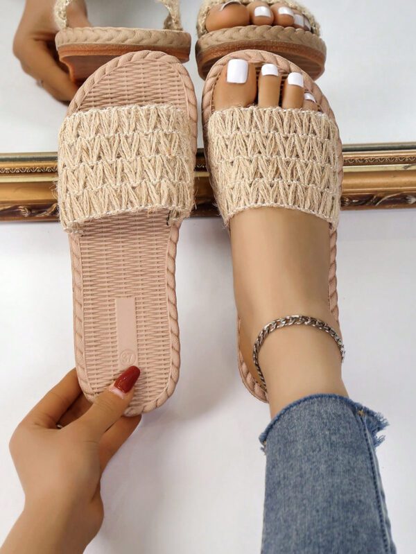 Sandales Eva Plates Pour Femmes, Tongs D'été Durables Et Antidérapantes À Anneau D'orteil Tissé