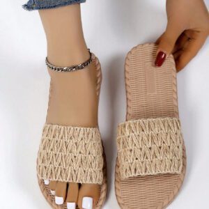 Sandales Eva Plates Pour Femmes, Tongs D'été Durables Et Antidérapantes À Anneau D'orteil Tissé