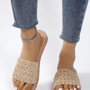 Sandales Eva Plates Pour Femmes, Tongs D'été Durables Et Antidérapantes À Anneau D'orteil Tissé