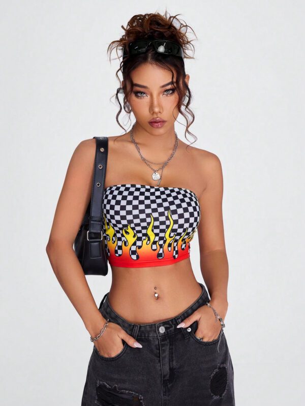 SHEIN X Breakaway SHEIN Coolane Haut Bandeau Imprimé À Carreaux Pour Femmes