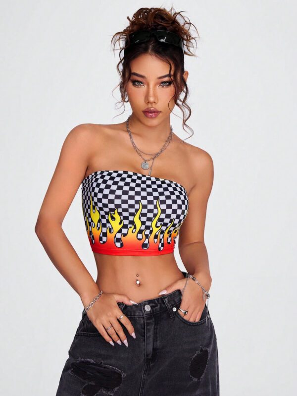 SHEIN X Breakaway SHEIN Coolane Haut Bandeau Imprimé À Carreaux Pour Femmes – Image 4