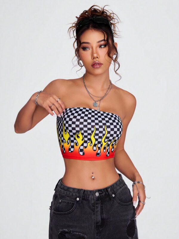 SHEIN X Breakaway SHEIN Coolane Haut Bandeau Imprimé À Carreaux Pour Femmes – Image 6