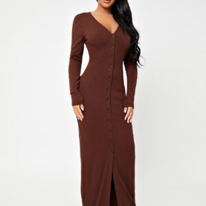 SHEIN SXY Robe moulante à bouton côtelée