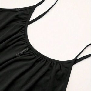 Robe tank simple pour femme de unicolore avec ourlet à volants pour l'été