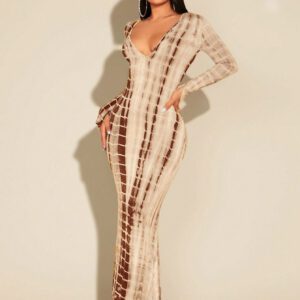 SHEIN SXY Robe Moulante Tie Dye Décolleté