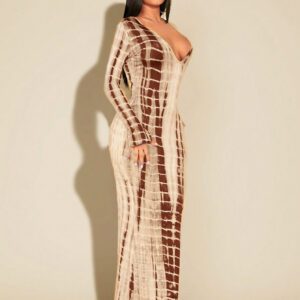SHEIN SXY Robe Moulante Tie Dye Décolleté