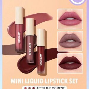 SHEGLAM Ensemble De 3 Mini Rouges À LèVres Liquides Mats- Beach, Longue DuréE, Nourrissant À L'Huile De Tournesol, RéDuisant Les Ridules Des LèVres, Ensemble De Voyage De Rouges À LèVres Liquides     NoëL Cadeau De NoëL Hiver Thanksgiving DéCoration De NoëL Maquillage FÊTe Plage Voyage Vacances Rose Y1260K NoëL Cadeau De NoëL Hiver Thanksgiving DéCoration De NoëL Maquillage FÊTe Plage Voyage Vacances Rose Y2K Promos Offres Camping ExtéRieur PréSent