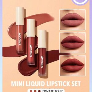 SHEGLAM Ensemble De 3 Mini Rouges À LèVres Liquides Mats- Beach, Longue DuréE, Nourrissant À L'Huile De Tournesol, RéDuisant Les Ridules Des LèVres, Ensemble De Voyage De Rouges À LèVres Liquides     NoëL Cadeau De NoëL Hiver Thanksgiving DéCoration De NoëL Maquillage FÊTe Plage Voyage Vacances Rose Y1260K NoëL Cadeau De NoëL Hiver Thanksgiving DéCoration De NoëL Maquillage FÊTe Plage Voyage Vacances Rose Y2K Promos Offres Camping ExtéRieur PréSent