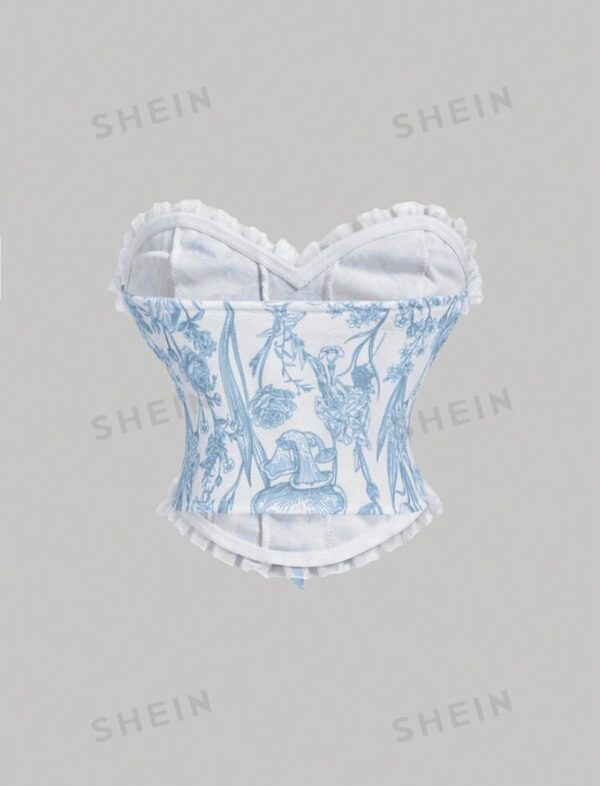 SHEIN MOD Bustier À Lacets Décoratif avec Motif de Fleurs – Image 5