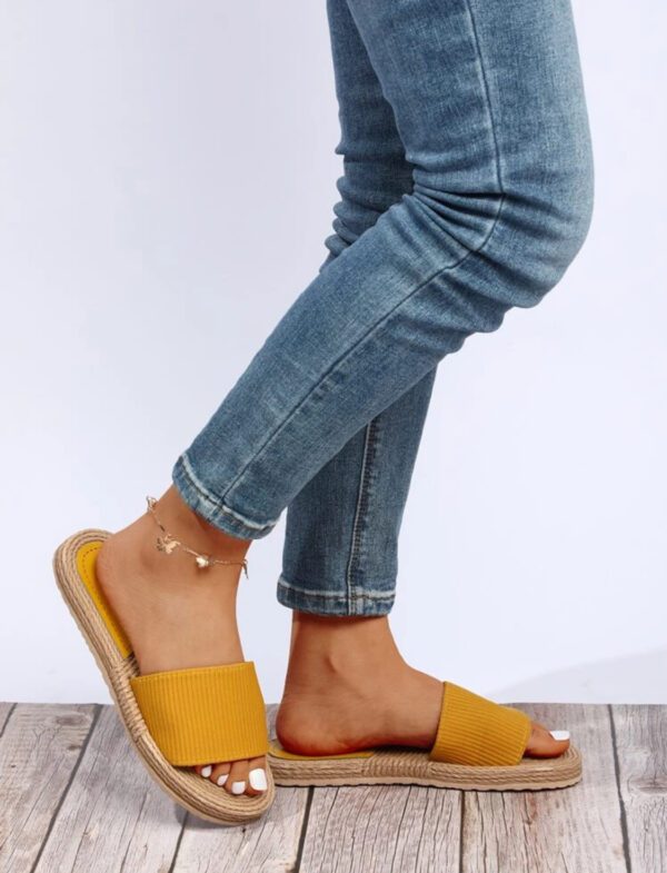 Tongs mode vêtements d'extérieur Imitation ficelle bas chaussons pour femmes sandales semelle épaisse mode pantoufles d'été – Image 2