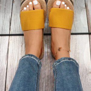 Tongs mode vêtements d'extérieur Imitation ficelle bas chaussons pour femmes sandales semelle épaisse mode pantoufles d'été