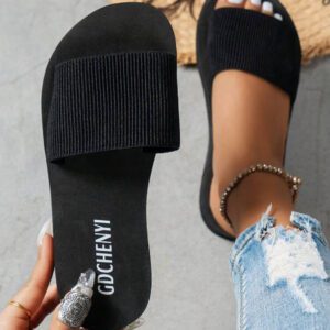 Sandales Plates Pour Femmes À La Mode Avec Poste D'orteil, Conviennent Pour Plage, Fête, Vacances Et Tenue Décontractée, Style Coréen