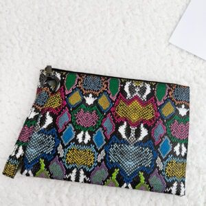 Sac De Poignet À La Mode Couleur Imprimé Serpent Grande Capacité Zippé