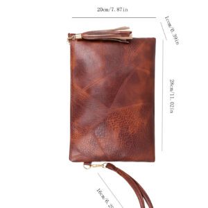 Sac à bandoulière rétro Litchi estampé avec décoration à franges, sac simple d'inspiration vintage