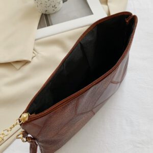 Sac à bandoulière rétro Litchi estampé avec décoration à franges, sac simple d'inspiration vintage