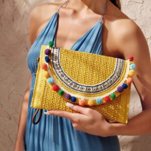 SHEIN VCAY Sac clutch de voyage pour femmes avec décoration de boule de fourrure, pour adolescentes