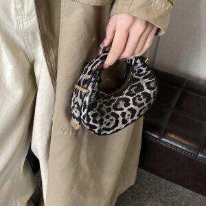 Sac à bandoulière croissant léopard chic, sac à épaule casual, sac de mode 2024 élégant sous le bras pour femmes
