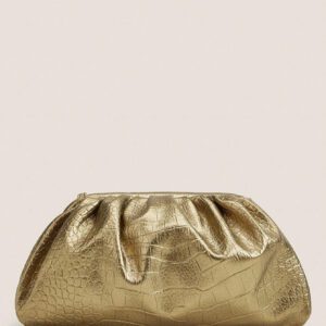 Lightweight Crocodile Embossed Ruched Clutch Bag, Mothers Day Gift For Mom Shiny Holiday