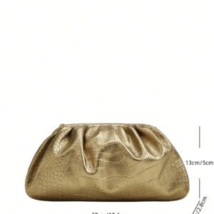 Lightweight Crocodile Embossed Ruched Clutch Bag, Mothers Day Gift For Mom Shiny Holiday
