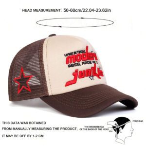 1pc Men's 5-Pointed Star Baseball Cap, Outdoor Casual Letter Trucker Hat, Breathable Mesh Sun Hat For Travel, Spring And Autumn