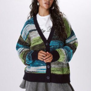 MUSERA Contrast Striped Knit Cardigan Winter Clothes Christmas Thanksgiving