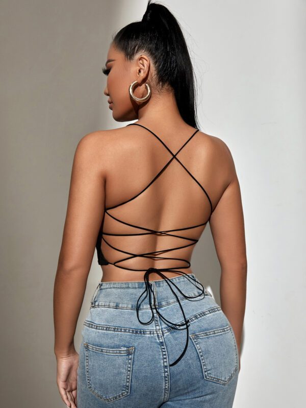 SHEIN Allurite Top à fines brides court dos-nu à lacets
