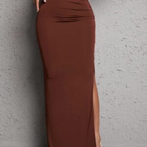 SHEIN PETITE Jupe Unicolore À Ruché Fendu