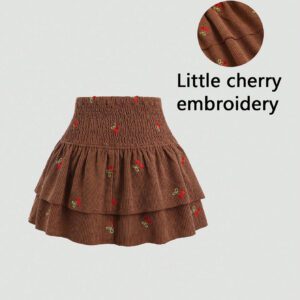 SHEIN Sweetro Jupe à volants à taille froncée et double couche imprimée léopard. Tenue Y2K à la mode pour l'été