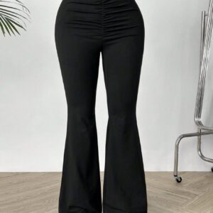 SHEIN MOOSTA Pantalon Évasé Avec Détail De Volants Et Taille Haute Pour Femmes
