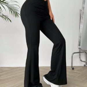 SHEIN MOOSTA Pantalon Évasé Avec Détail De Volants Et Taille Haute Pour Femmes