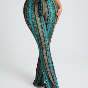 SHEIN SXY Pantalon évasé à imprimé fleuri à nœud