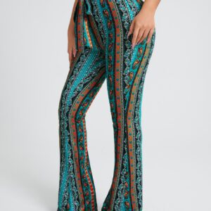 SHEIN SXY Pantalon évasé à imprimé fleuri à nœud