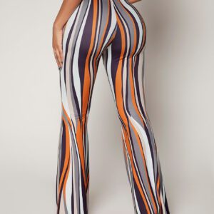 SHEIN SXY Pantalon à rayures taille haute évasé
